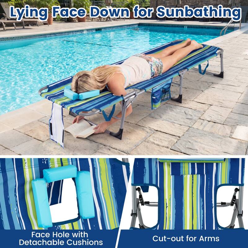 Gymax 2PCS Tanning ChairPortable Chaise Lounge Chair w/4-Position