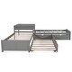 preview thumbnail 7 of 9, Twin Size Table L-shaped Bed with Trundle and Storage Drawers Linked, Pine Wooden Platform Bed with Built-in Desk, Gray