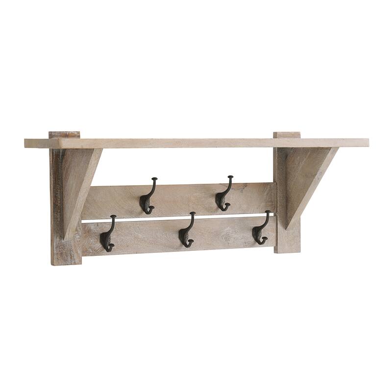 Castleton Mango Wood 40"W Coat Hook with Shelf
