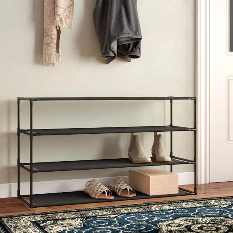 Modern Waterproof Shoe Rack Organizer Tower for Small Spaces Black