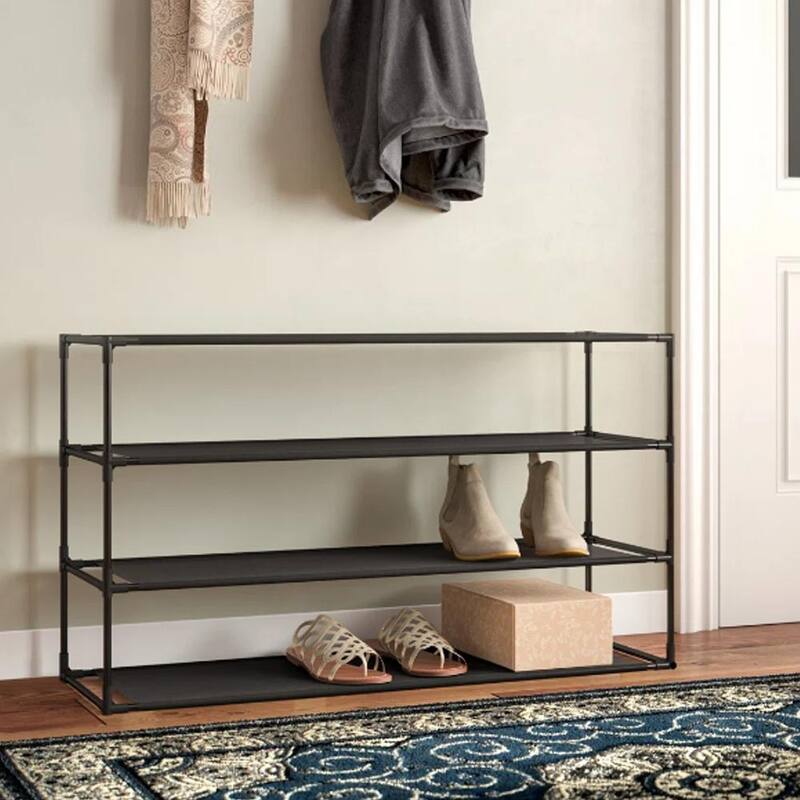 Modern Waterproof Shoe Rack Organizer Tower for Small Spaces Black