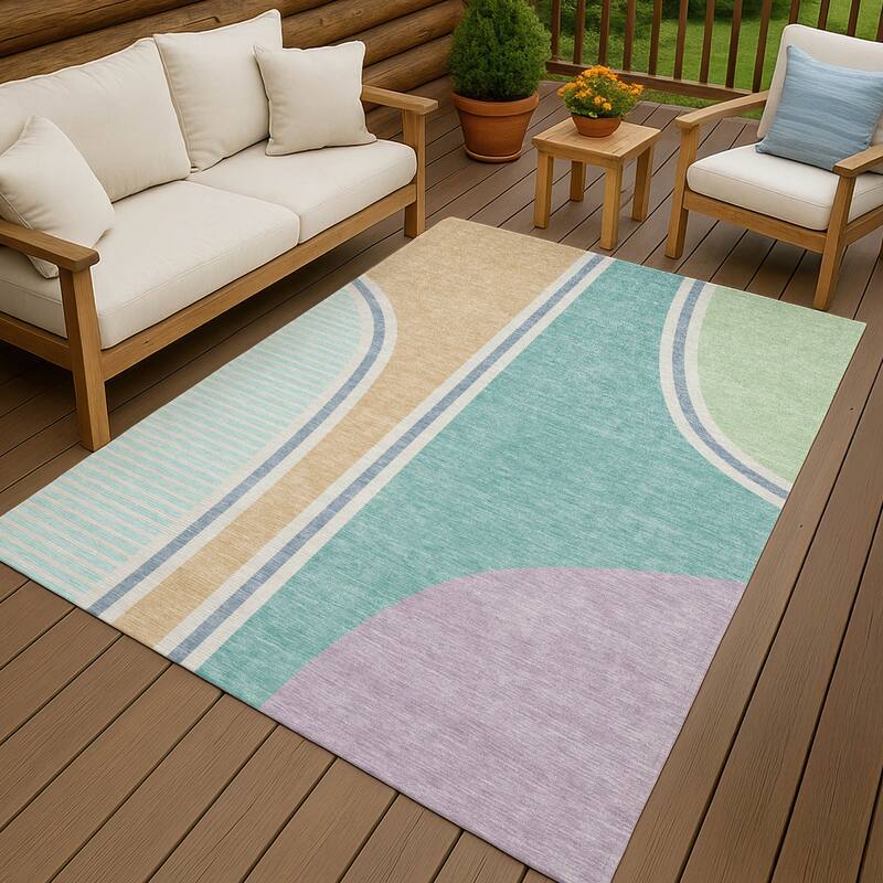 Machine Washable Indoor/ Outdoor Contemporary Keely Chantille Rug
