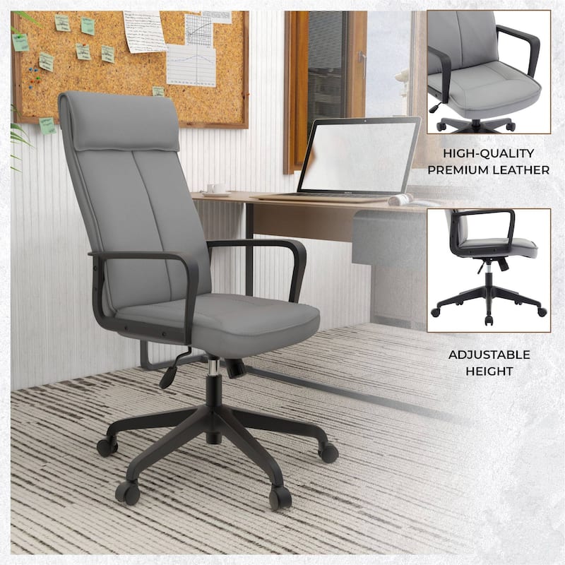 High-Back Leather/Polyester Office Chair Adjustable Height Swivel & Tilt Aiaria Series - N/A