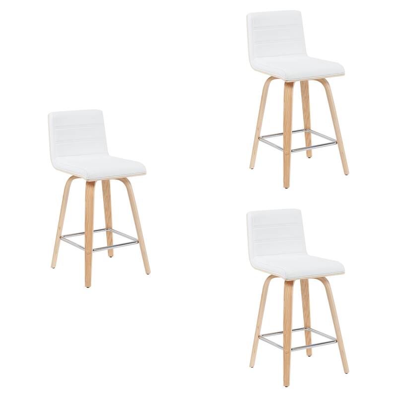 Skara Mid-Century Swivel Counter Stool, Upholstered Counter Height Chair with Bentwood Legs