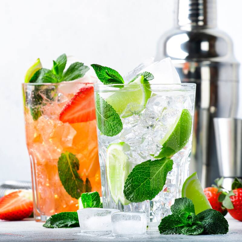 16OZ/450ml Plastic Cocktail Shaker with Strainer, Stainless Steel Top, Pink