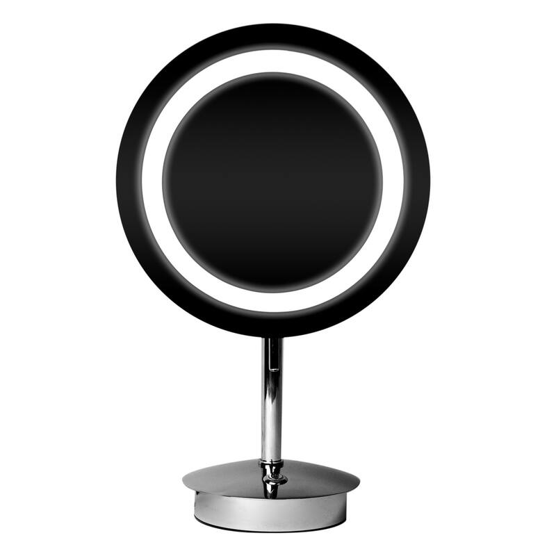 ALFI brand ABM9FLED-PC Polished Chrome Tabletop Round 9" 5x Magnifying Cosmetic Mirror with Light - Grey
