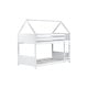 preview thumbnail 23 of 40, Wood Low Bunk Bed Twin Over Twin with House-shaped Bed Roof Frame, Ladder, Guardrails, Headboards and Footboards Floor Bed
