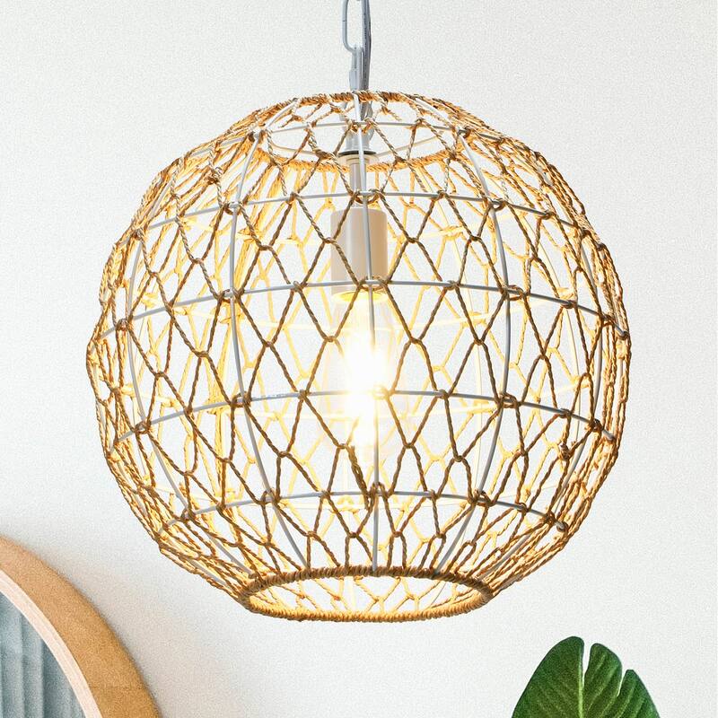 Robert Stevenson Lighting Alaina - Paper Rope and Metal Ceiling Light - 14L x 14W x 76H