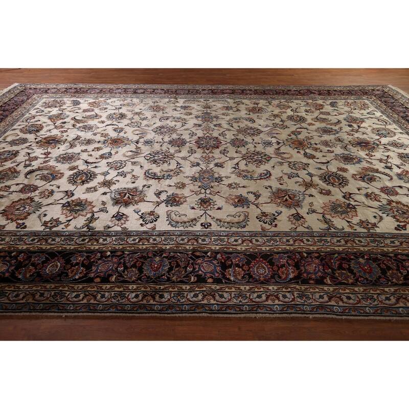Vegetable Dye Kashmar Large Vintage Persian Rug Handmade Wool Carpet - 11'3" x 16'3"