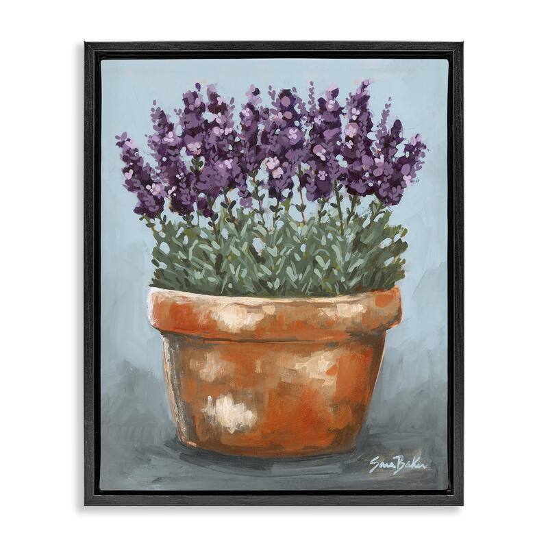 Stupell Potted Lavender Herbs Framed Floater Canvas Wall Art Design By Sara Baker - 17 x 21 - Black