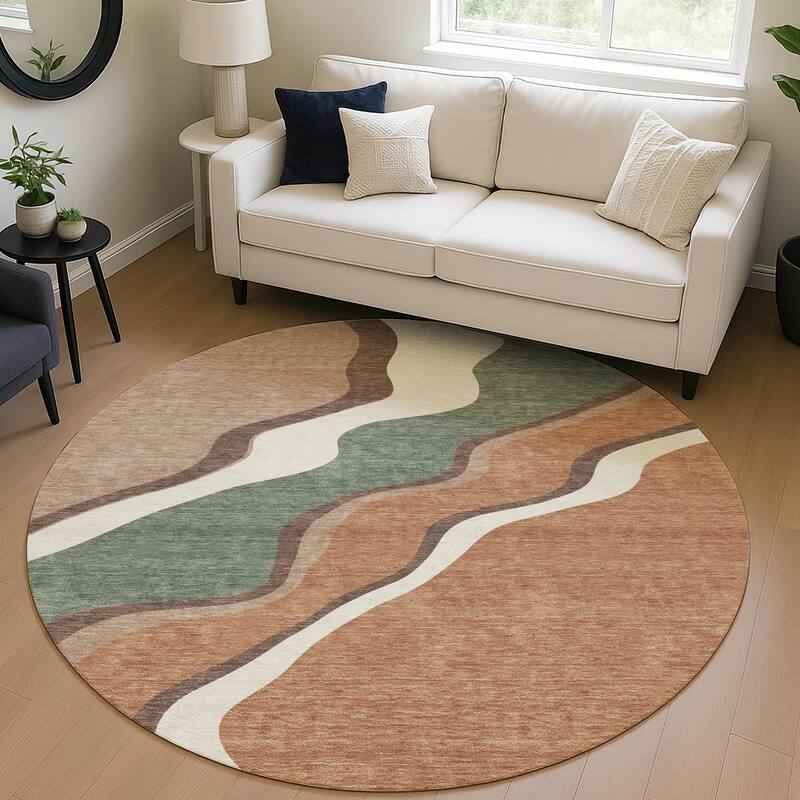 Machine Washable Indoor/ Outdoor Modern Valley Chantille Rug