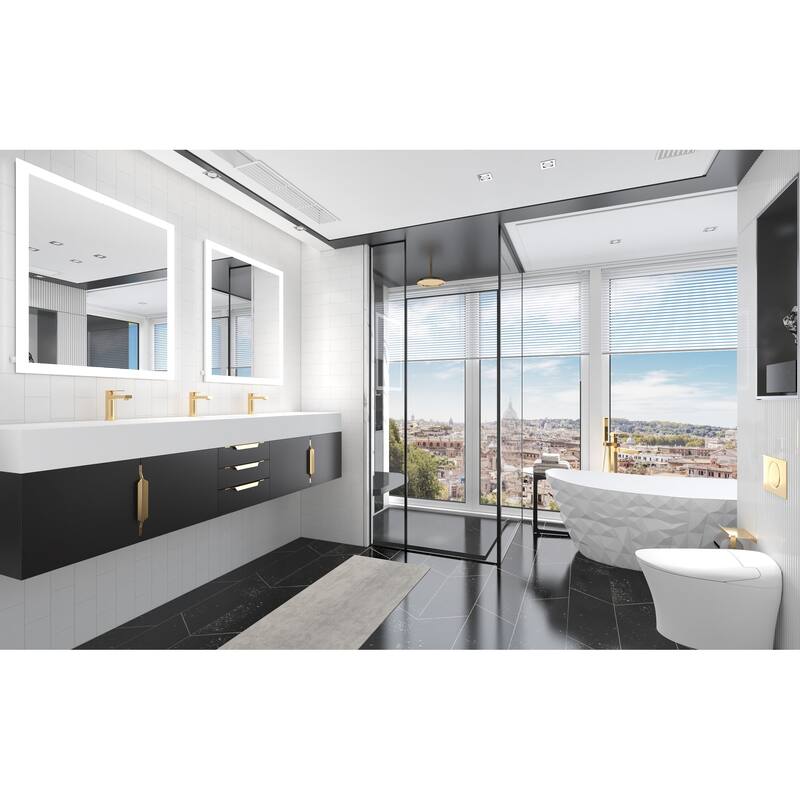 Nile 84" Wall Mounted Bathroom Vanity Set w/ White Top