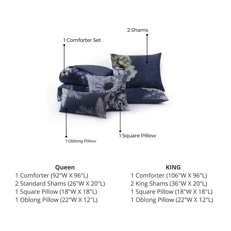 Bebejan Forget Me Not 100% Cotton Sateen 5-Piece Reversible Comforter Set