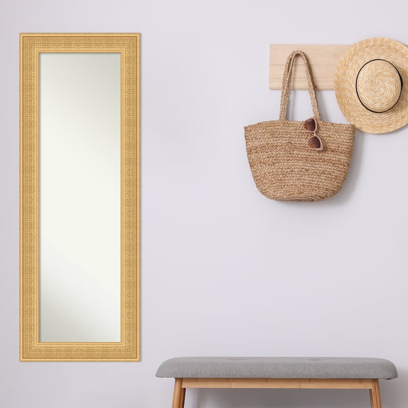 Trellis Non-Beveled Wood Framed Full-Length On the Door Mirror - Trellis Gold - Glass Size 14x48