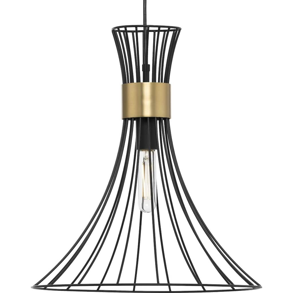 Lorin Collection One-Light Mid-Century Modern Matte Black Metal Pendant Light - 18 in x 18 in x 16 in