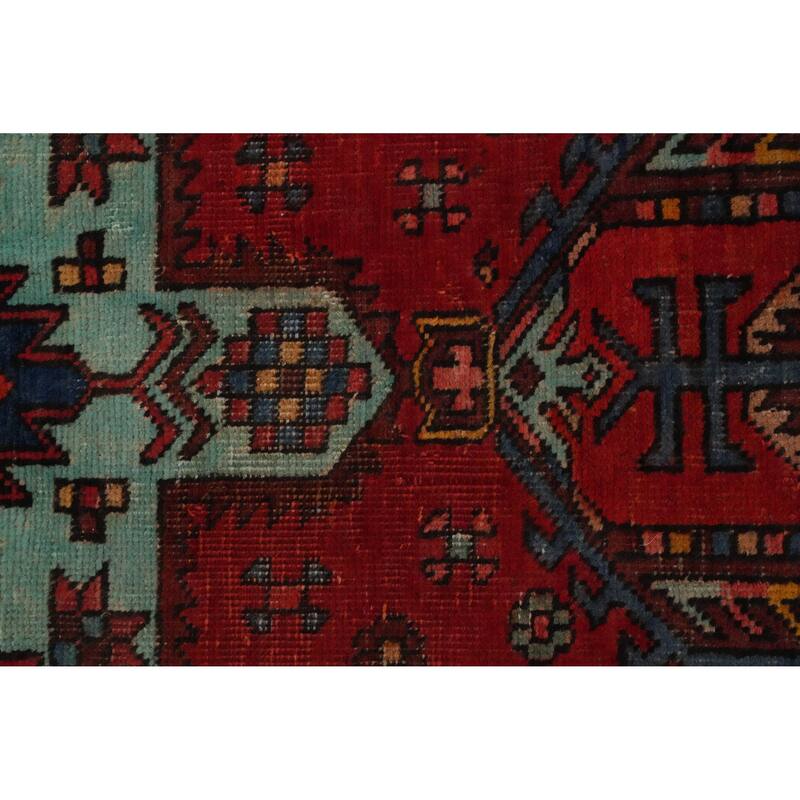 Hand Knotted Oriental 100% Wool Carpet Traditional Medallion Red Heriz Area Rug - 5' 4'' X 3' 8''