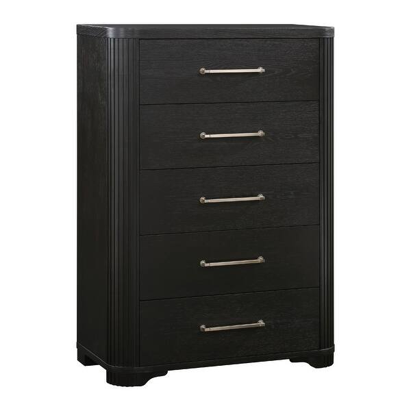 Chas Tall Dresser Chest, 5 Drawers Brass Bar Handles, Charcoal Black - Bed  Bath & Beyond - 43063552