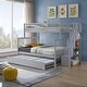 preview thumbnail 1 of 9, Wooden Twin/Full Stairway Bunk Bed with Trundle,Grey Grey
