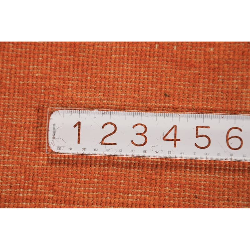 Orange Gabbeh Modern Rug Handmade Bedroom Solid Wool Carpet - 3'11" x 5'10"