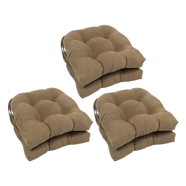 16-inch U-shaped Indoor Microsuede Chair Cushions (Set of 2, 4, or 6) - Set of 6 - Java