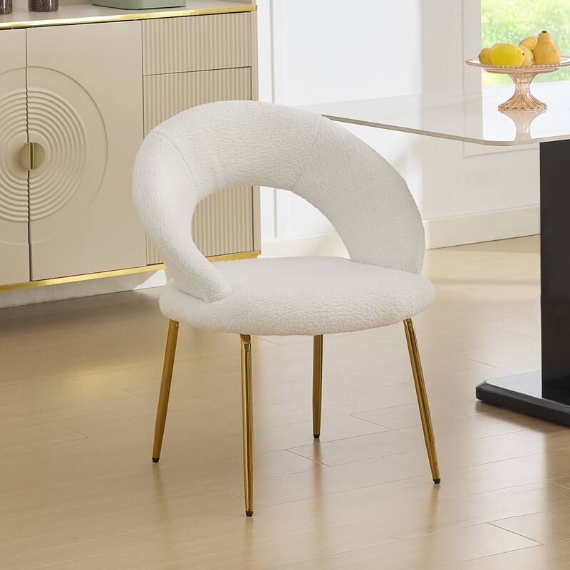 Teddy Dining Chairs with Gold Legs (Set of 2) - White