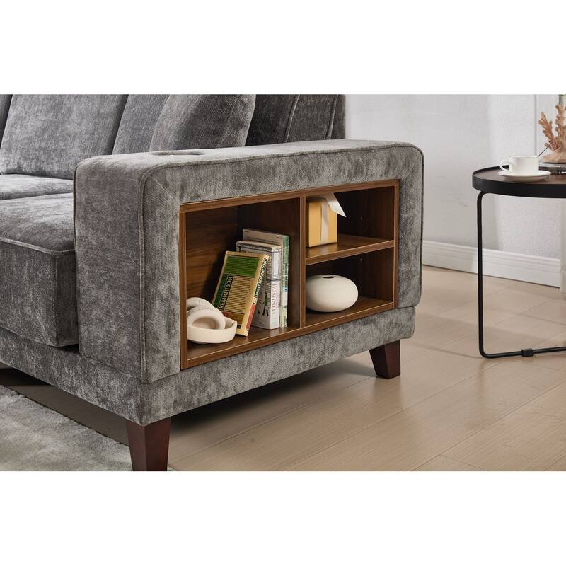 Transitional Modular Storage Sectional with Ottoman