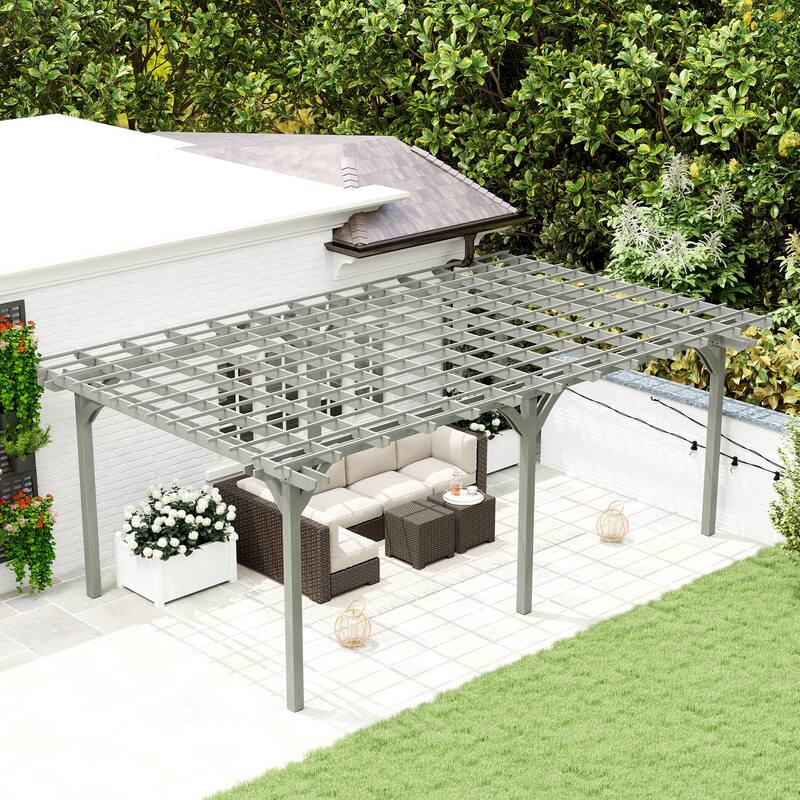 Outsunny 20' x 12' Outdoor Pergola, Wood Gazebo Grape Trellis with Stable Structure for Garden, Patio, Backyard, Deck