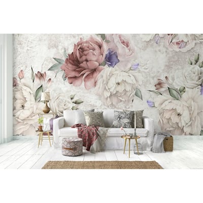 GK Wall Design Soft Peony Purple Poppy Floral Removable Wallpaper