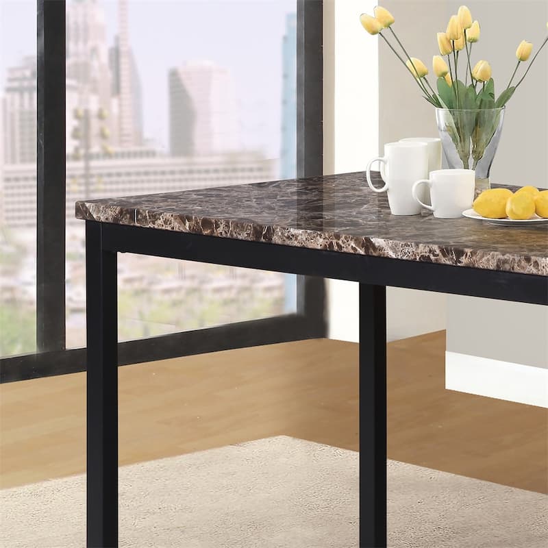 Metal Dining Table with Laminated Faux Marble Top