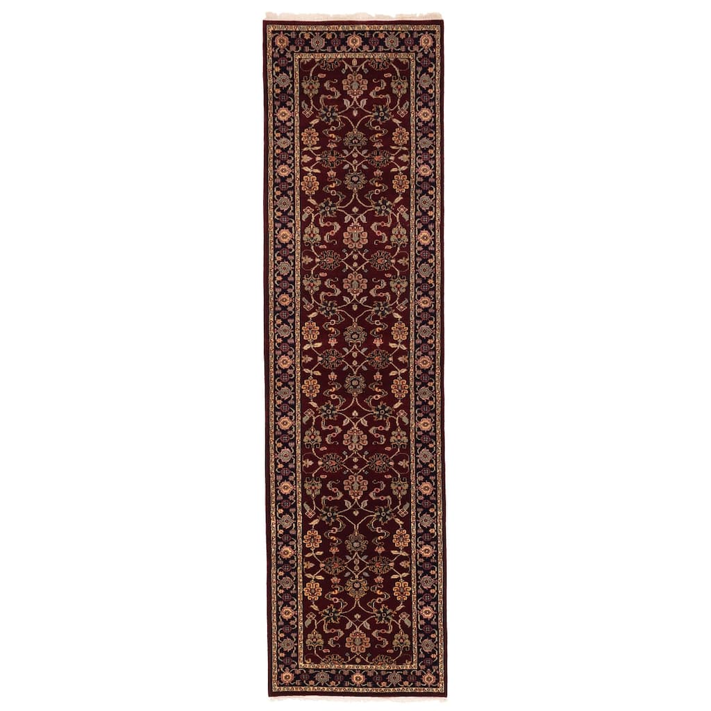 ECARPETGALLERY Hand-knotted Finest Agra Jaipur Dark Red Wool Rug - 2'7 x 9'10