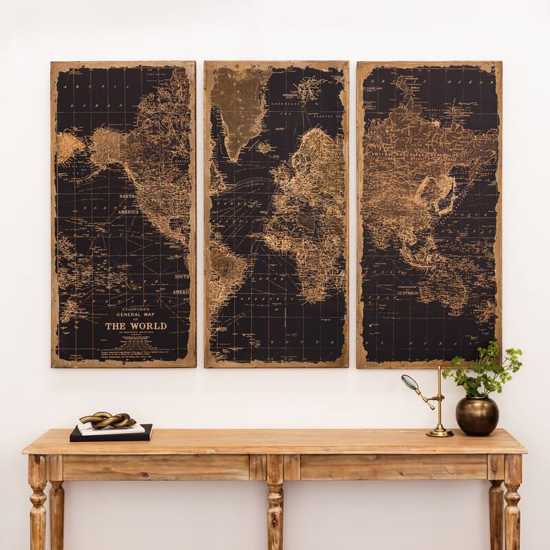 Stanford World Map Wall Decor (Pack of 3)