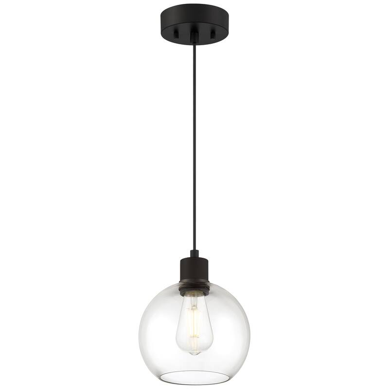 Port Nine Burgundy LED Pendant - Replaceable LED - Clear Glass/Matte Black