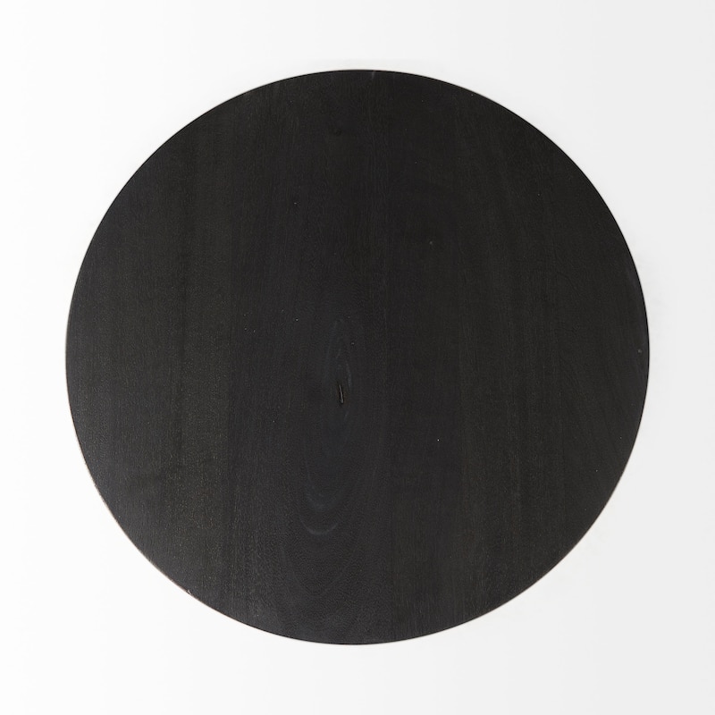 Maxwell Dark Brown Wood w/Black Metal Pedestal Round Side Table