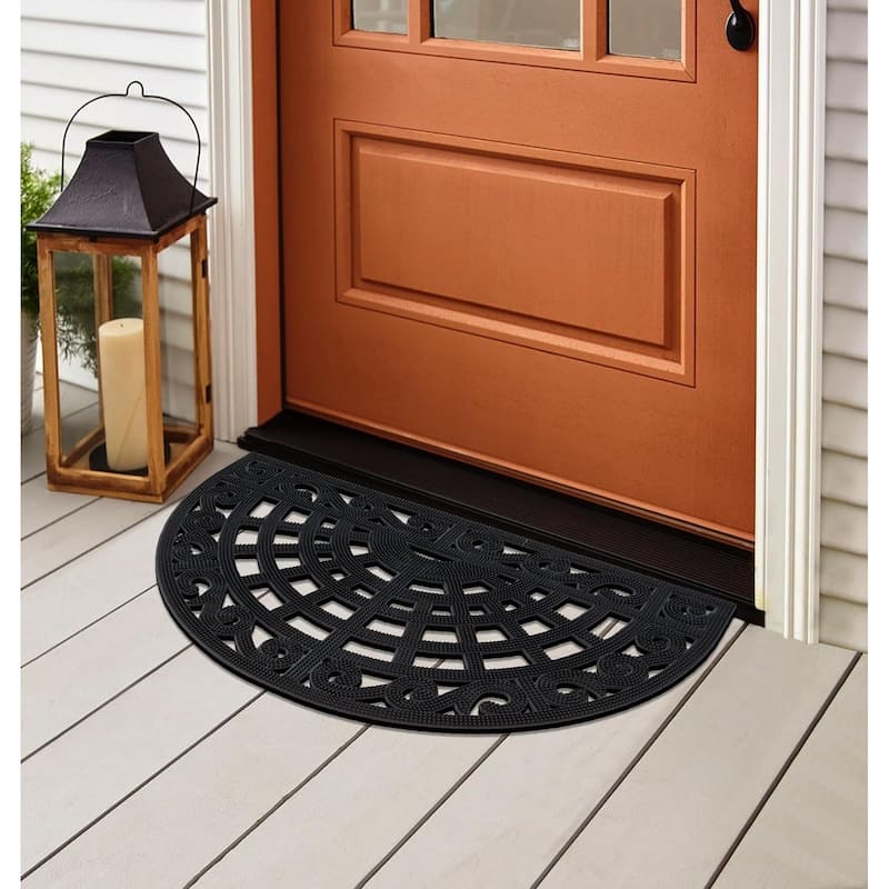 A1HC 100% Rubber Pin Mat Indoor/Outdoor Entryway Durable Doormat 18"X30", Black