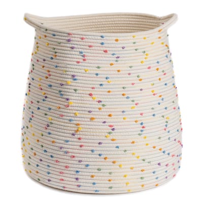 Colorful Original Cotton Rope Storage Basket, Laundry Basket for Bedroom, Bathroom and Living room - Colorfuly