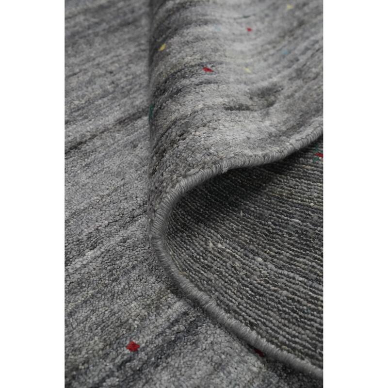Hand Knotted Oriental Viscose Silk Carpet Tribal Animal Pictorial Greys & Charcoal Gabbeh Area Rug - 11' 9'' X 9' 2''