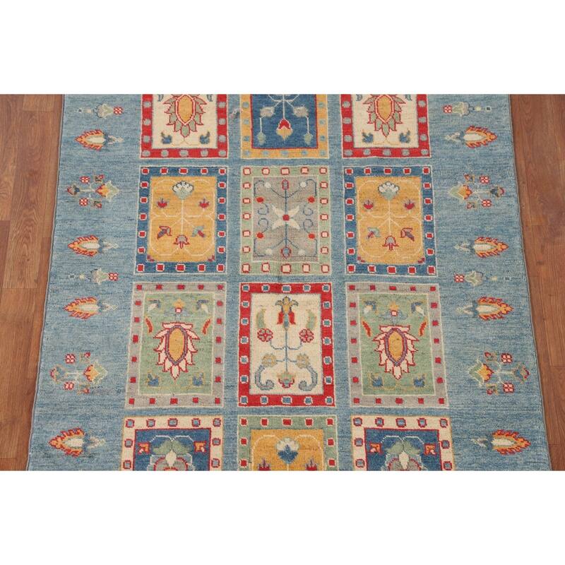 Garden Design Blue Kazak Oriental Area Rug Handmade Wool Carpet - 3'11"x 6'0"