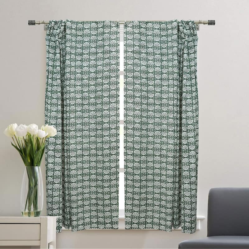 Fabdivine Handmade Block Print Floral Curtain Perfect for Room or Window Décor