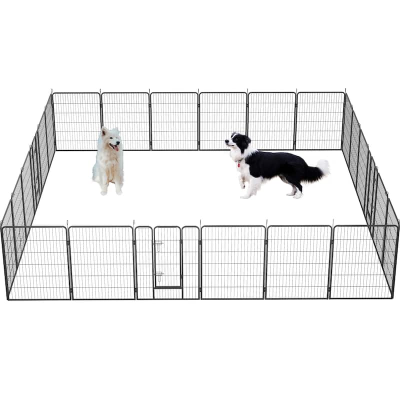 Foldable Dog Playpen - 24-Panel Pet Fence with Lockable Door for All Dog Sizes, Ideal for Outdoor, RV & Camping