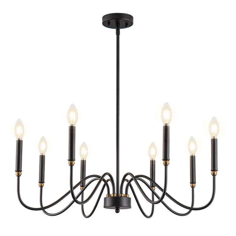 Black Chandelier Light Fixture Farmhouse Candle Chandelier Candlestick Chandelier Traditional Chandelier - 8-Light