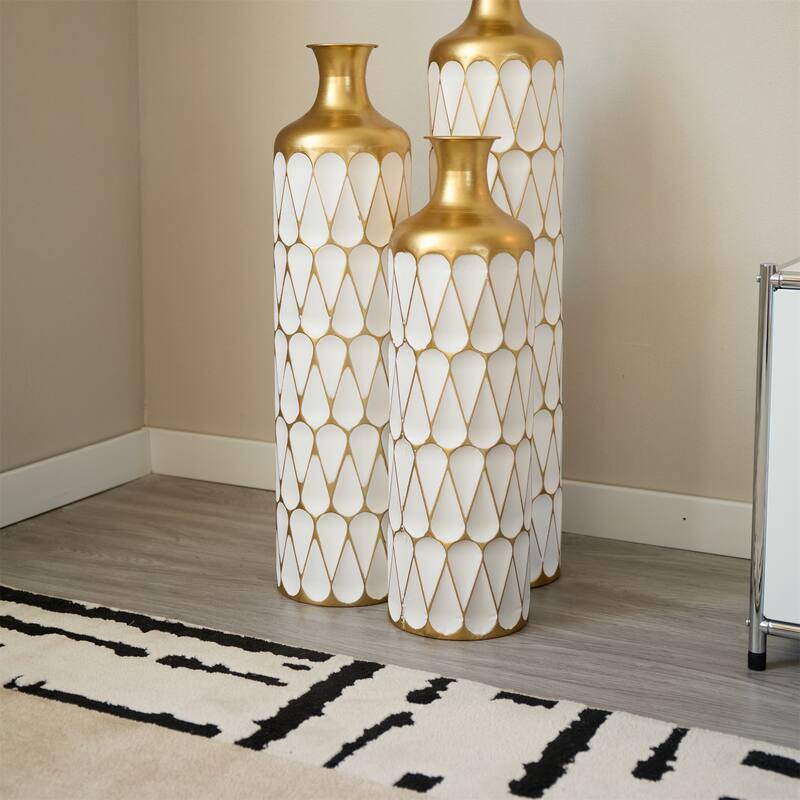 Modern Decoration Floor Metal Vase with Glazed (Set of 3)
