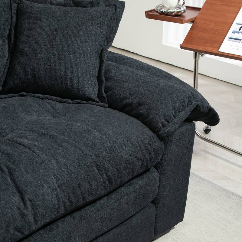 Small Sofa Loveseat Deep Seat Sofa Couch with 2 Throw Pillows, 2-Seater Settee with Pillow Top Armrests