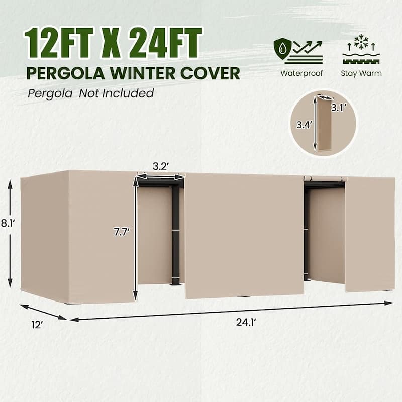 Outdoor Louvered Pergola with Optional Winter Cover Accessory | Adjustable Aluminum Hardtop Gazebo Includes Curtains & Netting