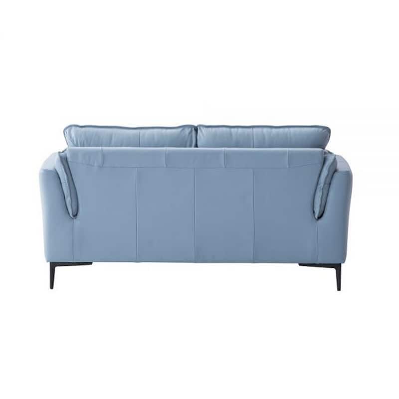 Miles 68 Inch Loveseat with Padded Armrest, Genuine Leather, Blue and Black