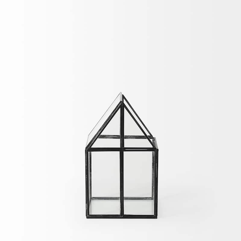 HomeRoots Clear Glass and Metal Terrarium Box