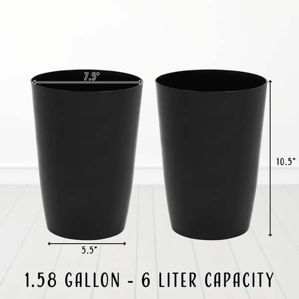 dimension image slide 4 of 6, HOLD N’ STORAGE - Set of 2 Small Trash Can with Open Top for Compact and Tight Spaces – 1.58 Gallon Capacity