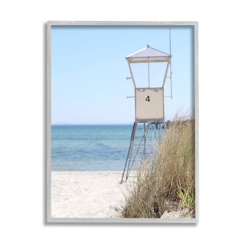 Stupell Summer Beach Hut Clear Skies Framed Giclee Art by Kim Allen