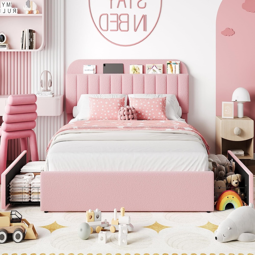 Bed Frame with Storage Headboard, 2 Drawers