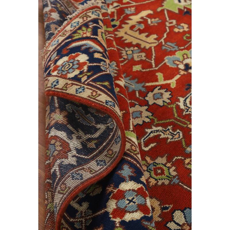 Hand Knotted Oriental 100% Wool Carpet Transitional All-Over Red Oushak Area Rug - 9' 11'' X 7' 11''