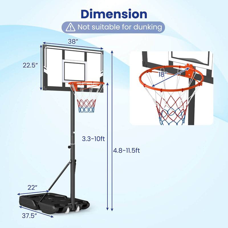 Goplus 3.3-10 FT Portable Basketball Hoop Outdoor with Shatterproof - See Details